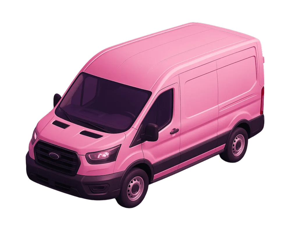 Van rosa equipada para detailing